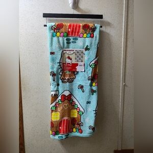 Hello Kitty Christmas Throw Blanket Gingerbread Baby Blue 50x60" Jay Franco 2024